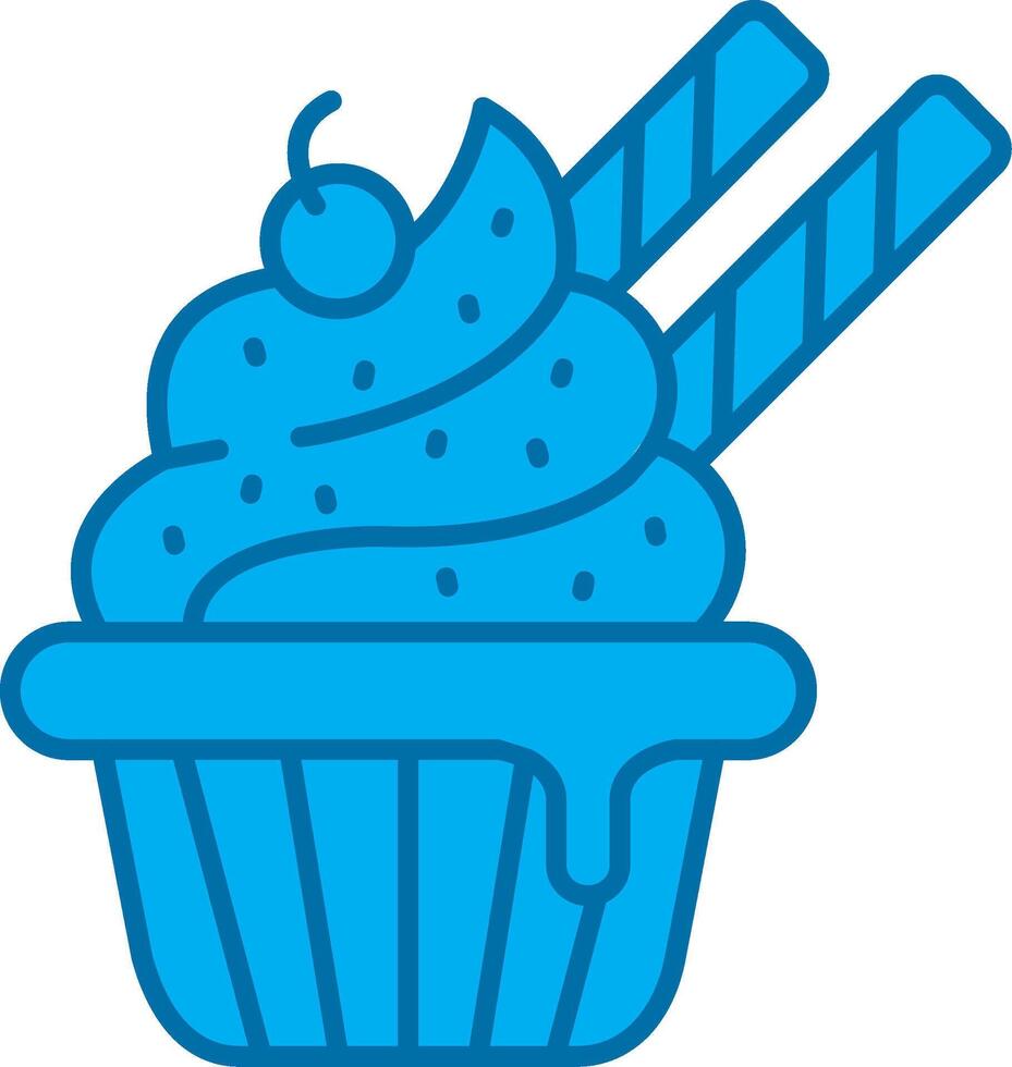 Cupcake Blue Line Filled Icon vector