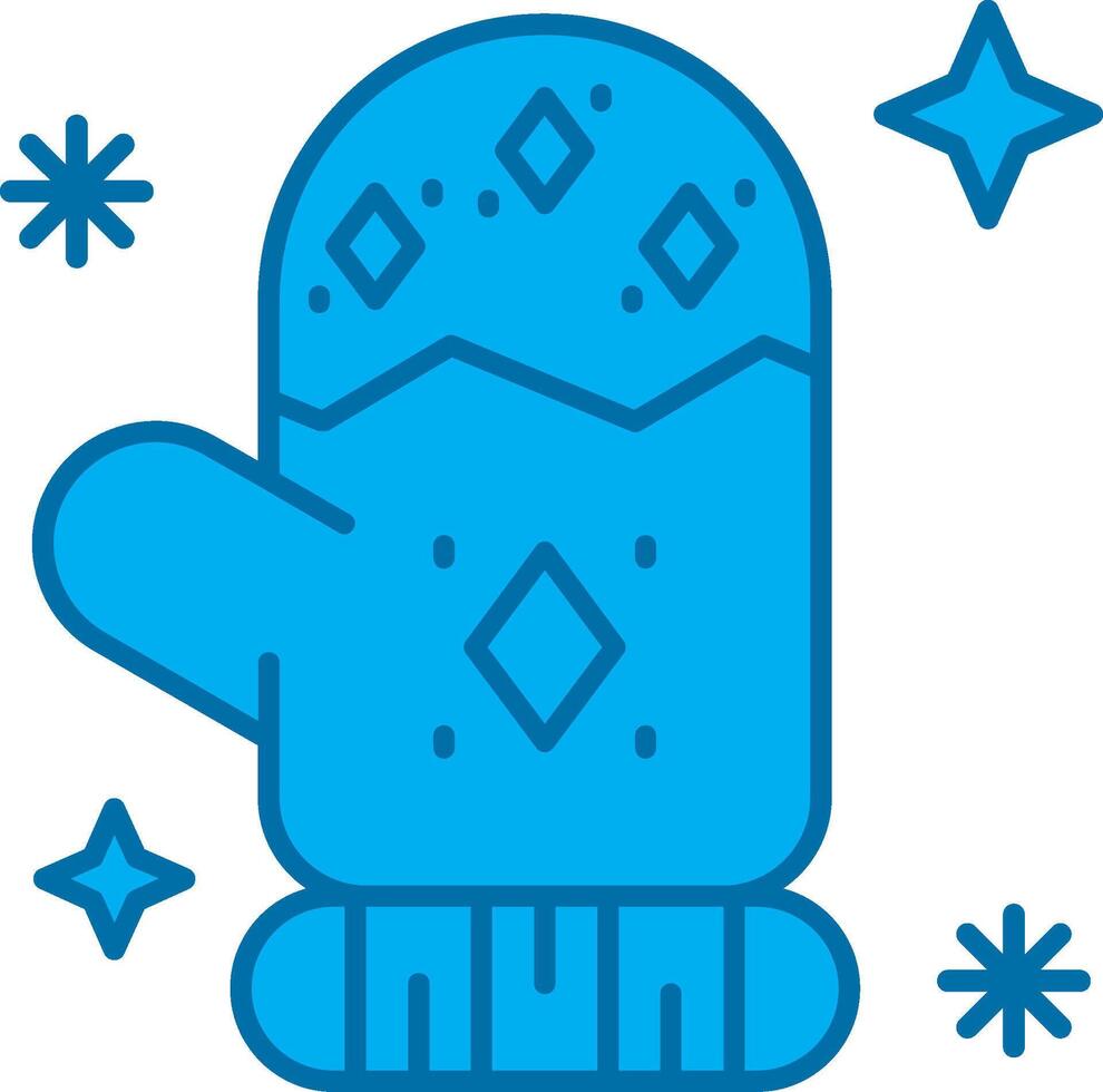 Mitten Blue Line Filled Icon vector