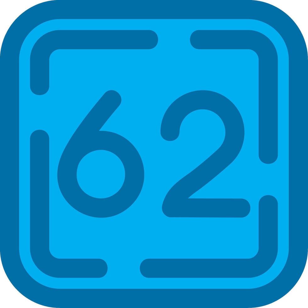Sixty Two Blue Line Filled Icon vector