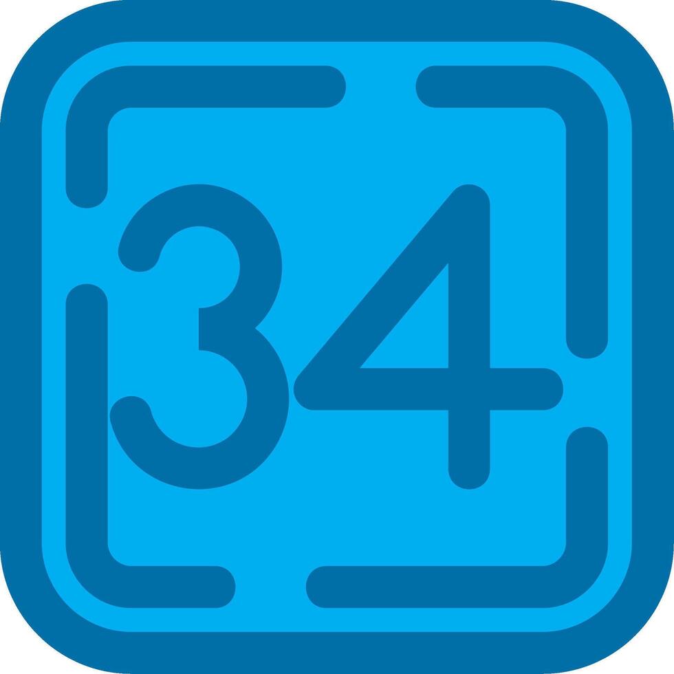 Thirty Four Blue Line Filled Icon vector
