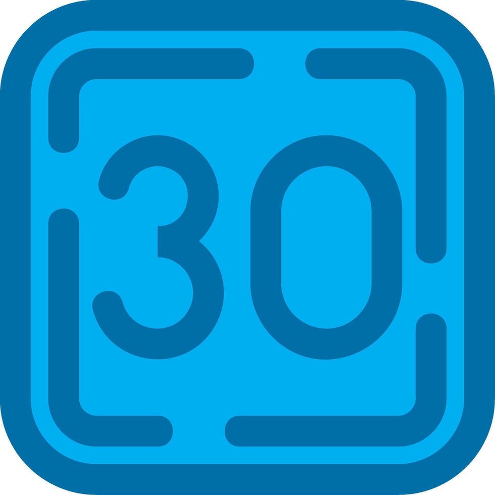 Thirty Blue Line Filled Icon vector