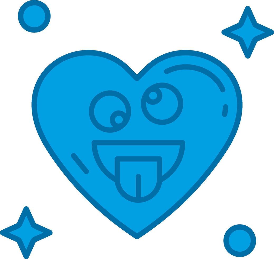Zany Face Blue Line Filled Icon vector