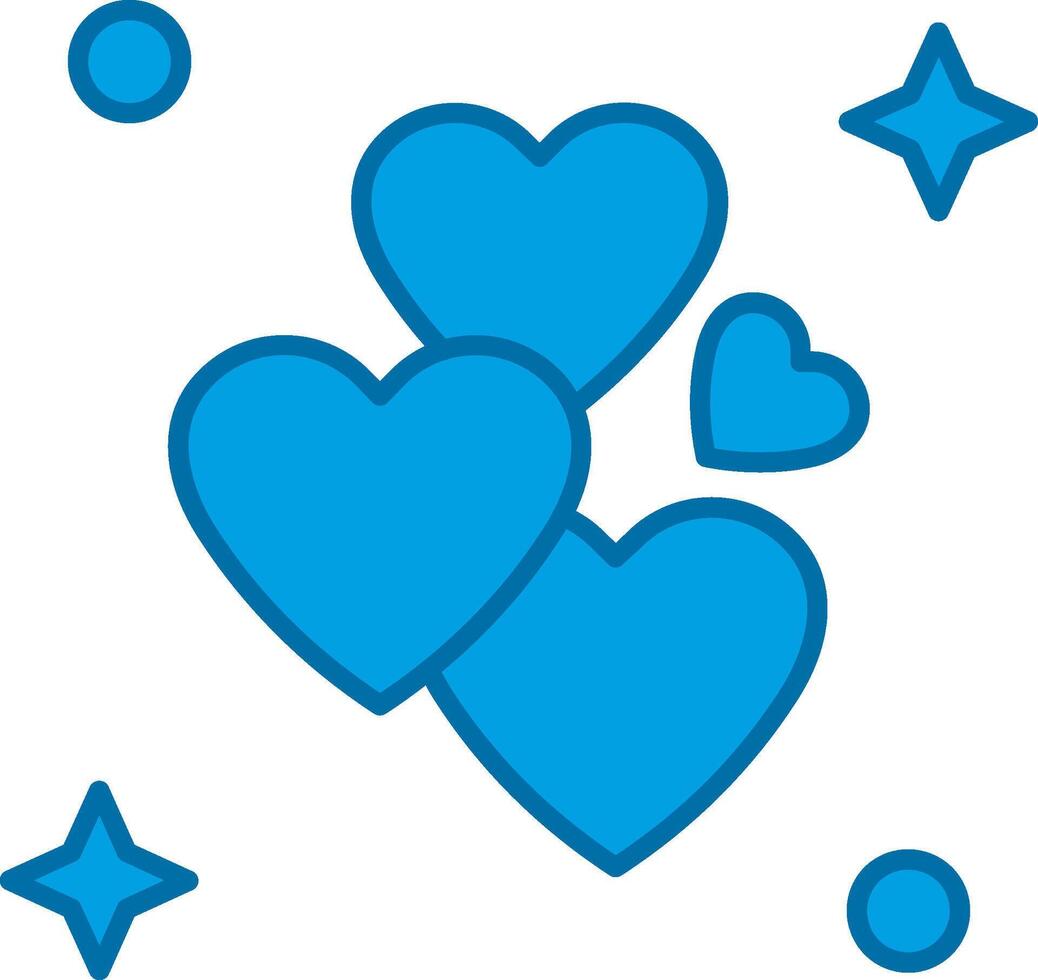 amor azul línea lleno icono vector