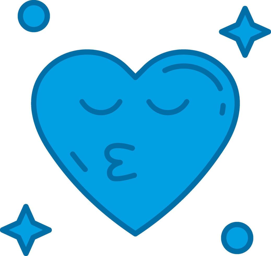 Kiss Blue Line Filled Icon vector