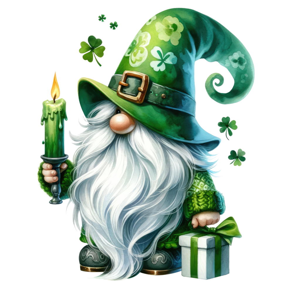 AI generated St. Patrick's Day Themed Gnome Illustration png