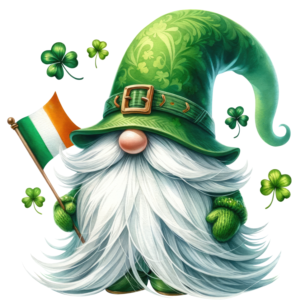 AI generated St. Patrick's Day Themed Gnome Illustration png
