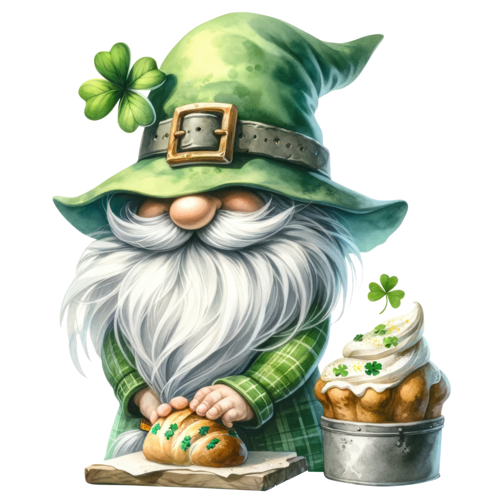 AI generated St. Patrick's Day Themed Gnome Illustration png