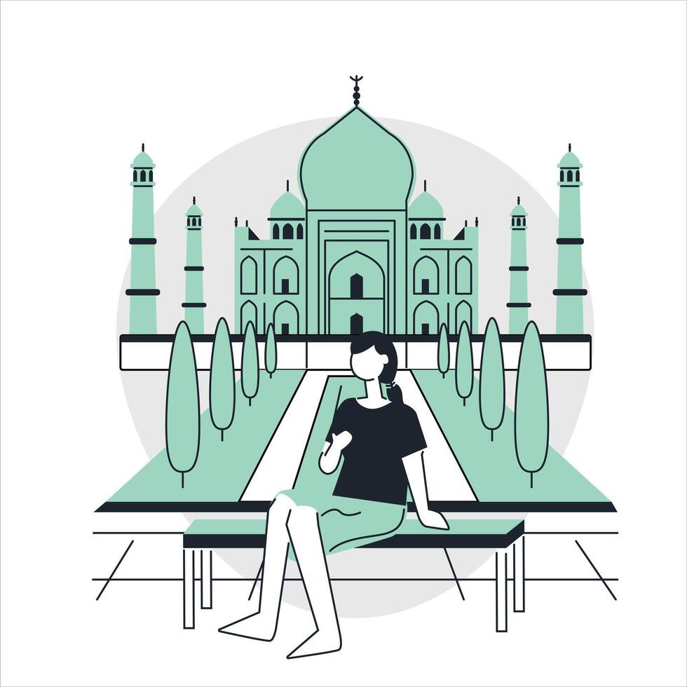 taj mahal, agra, uttar pradesh, India. vector