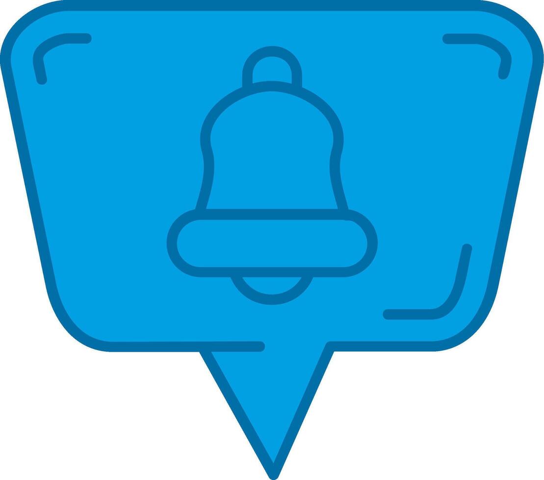 campana azul línea lleno icono vector