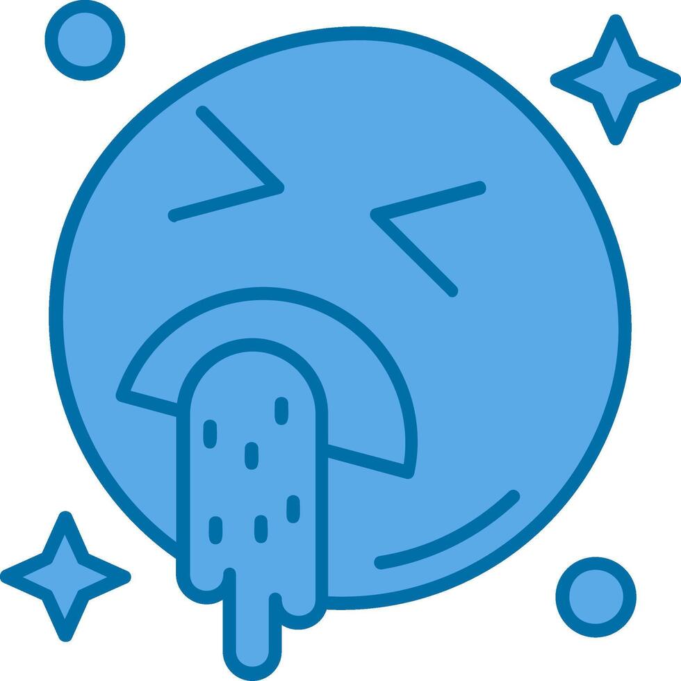 vómito azul línea lleno icono vector