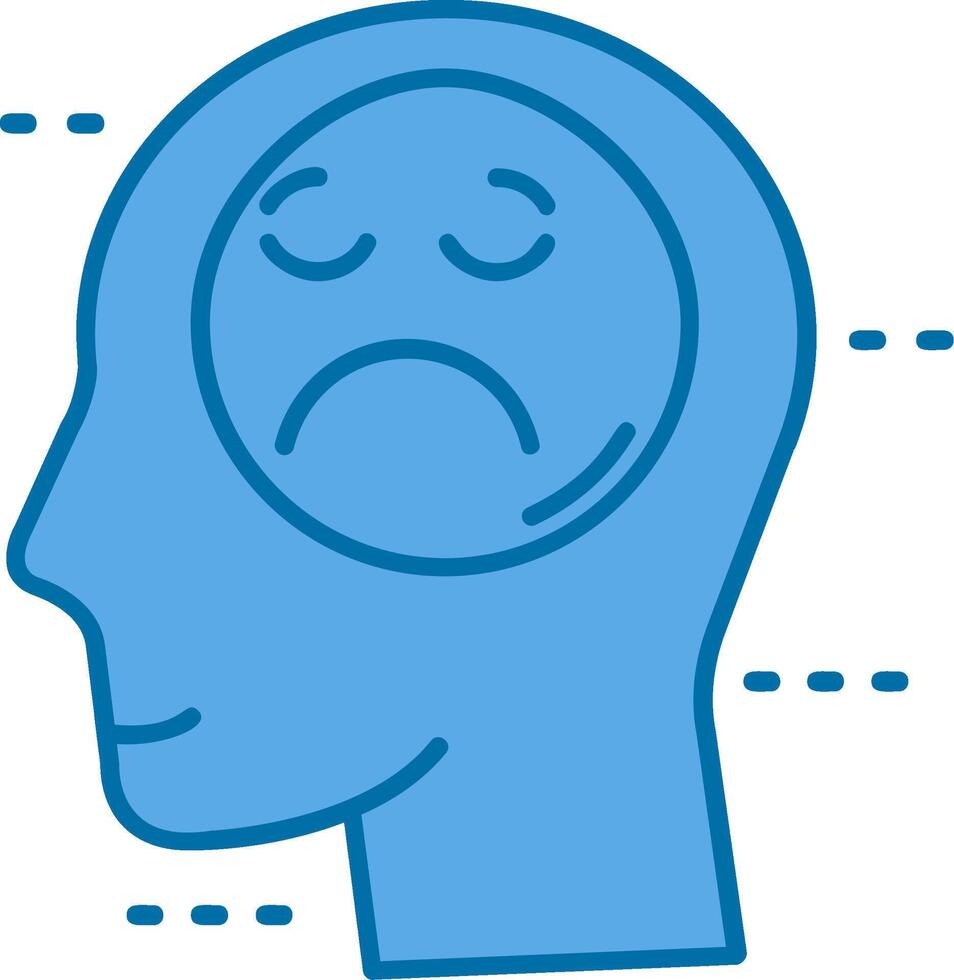 Sadness Blue Line Filled Icon vector