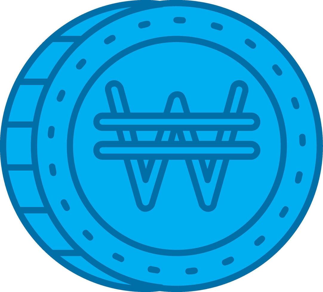 Won Blue Line Filled Icon vector