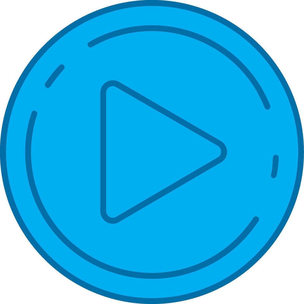 Play Blue Line Filled Icon vector