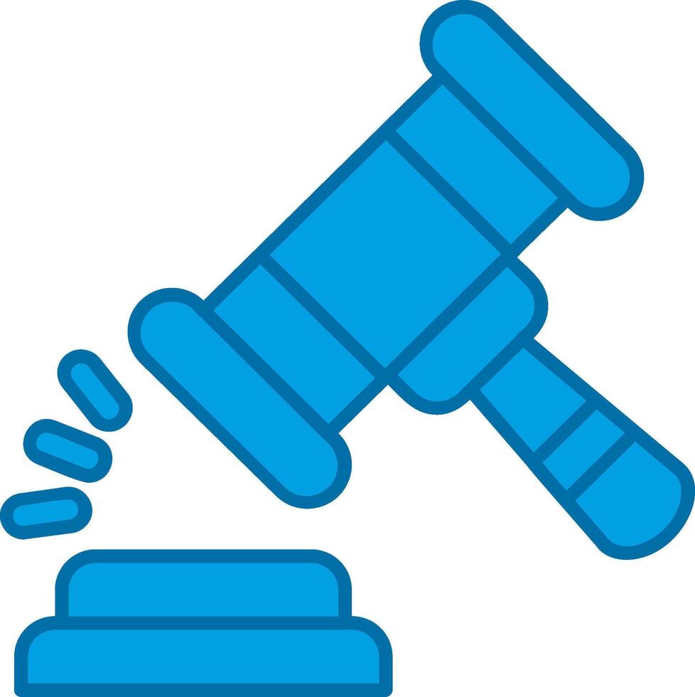 Gavel Blue Line Filled Icon vector