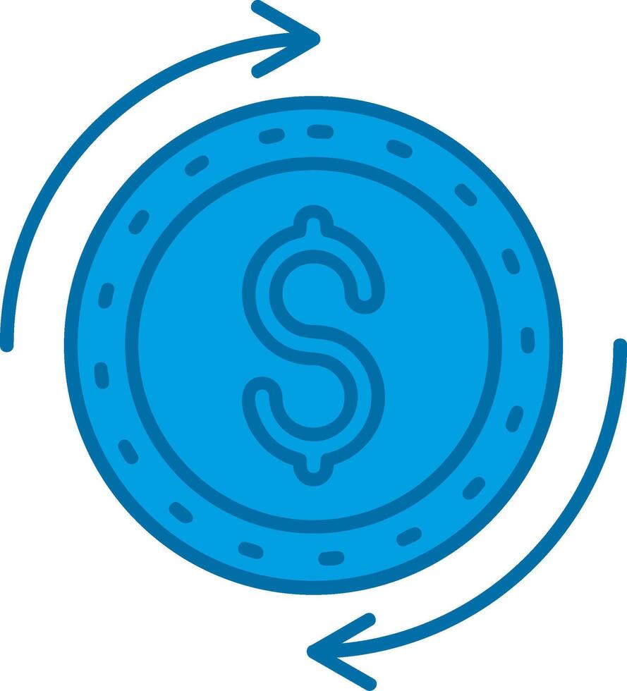 Dollar Blue Line Filled Icon vector