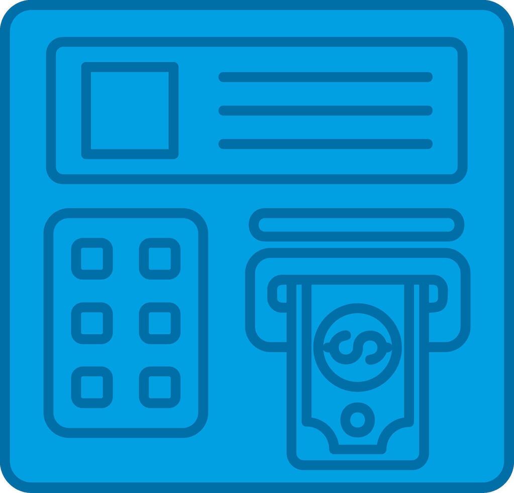 Atm machine Blue Line Filled Icon vector