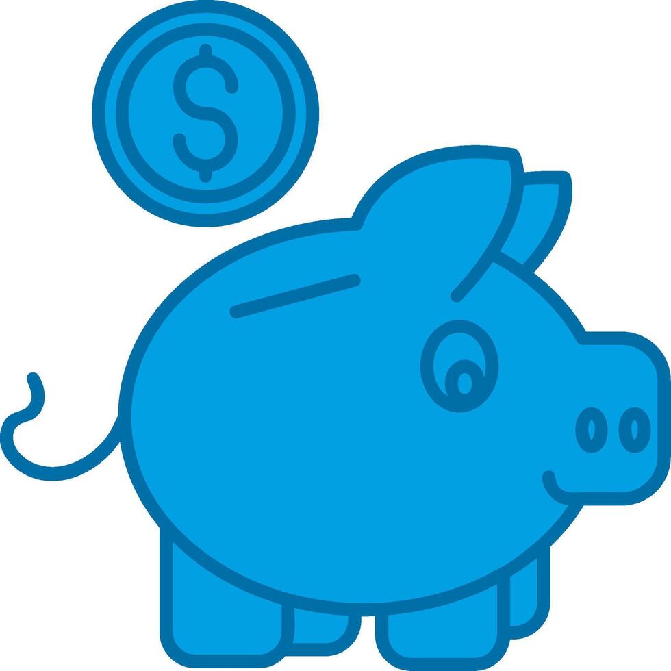 Piggy bank Blue Line Filled Icon vector