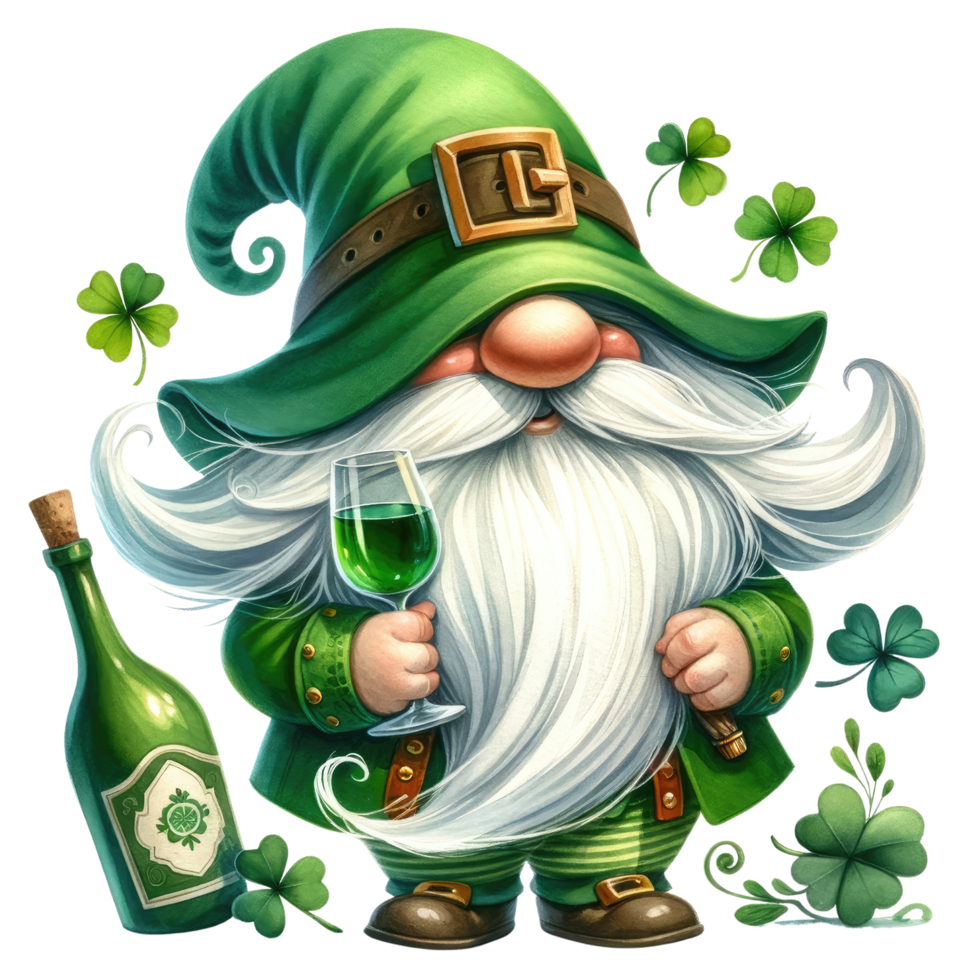 AI generated St. Patrick's Day Themed Gnome Illustration png