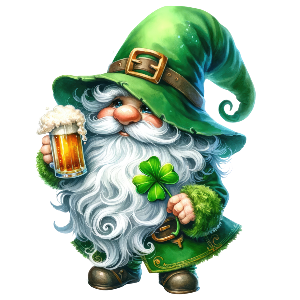 AI generated St. Patrick's Day Themed Gnome Illustration png