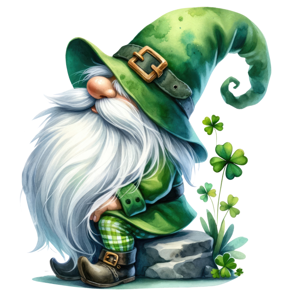 AI generated St. Patrick's Day Themed Gnome Illustration png
