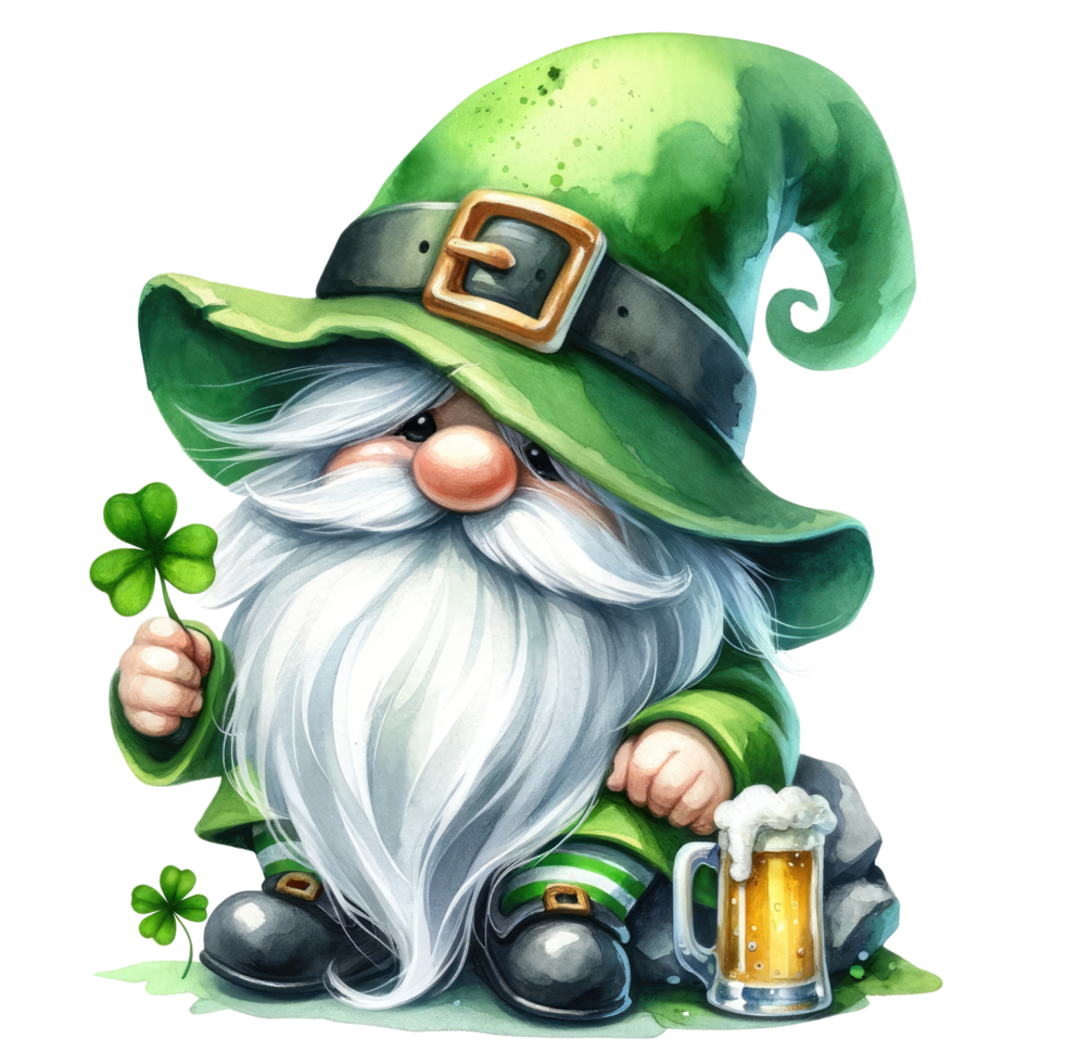 AI generated St. Patrick's Day Themed Gnome Illustration png