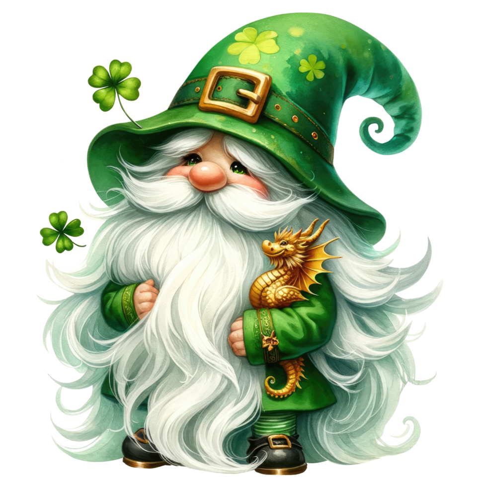 AI generated St. Patrick's Day Themed Gnome Illustration png