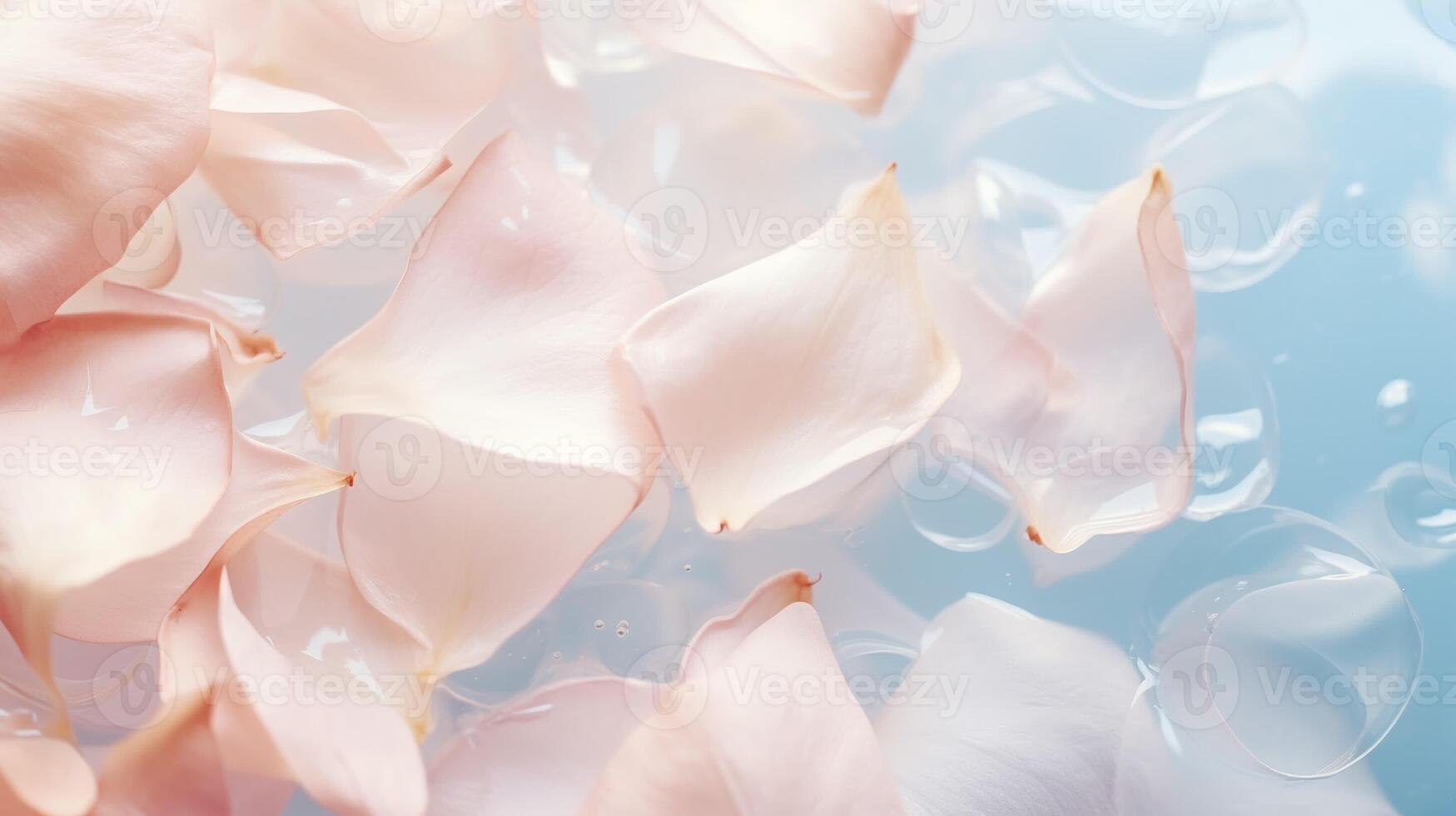 AI generated Rose petals floating on the water. Aesthetic background photography Ai generative photo