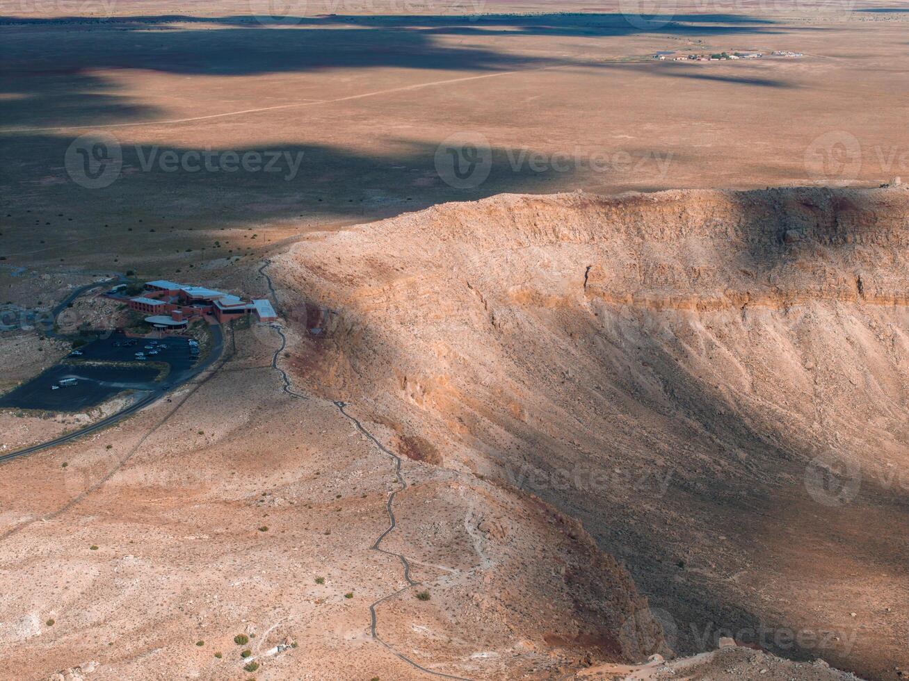 Aerial view of the Meteor Crater Natural Landmark at Arizona. photo