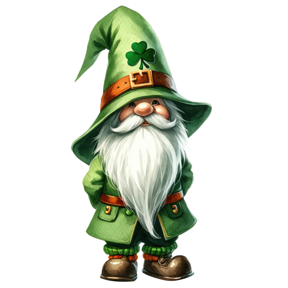 AI generated St. Patrick's Day Themed Gnome Illustration png