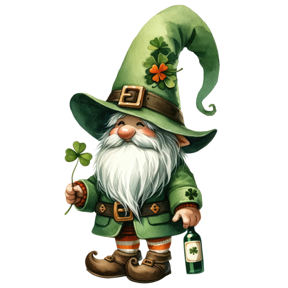 AI generated St. Patrick's Day Themed Gnome Illustration png