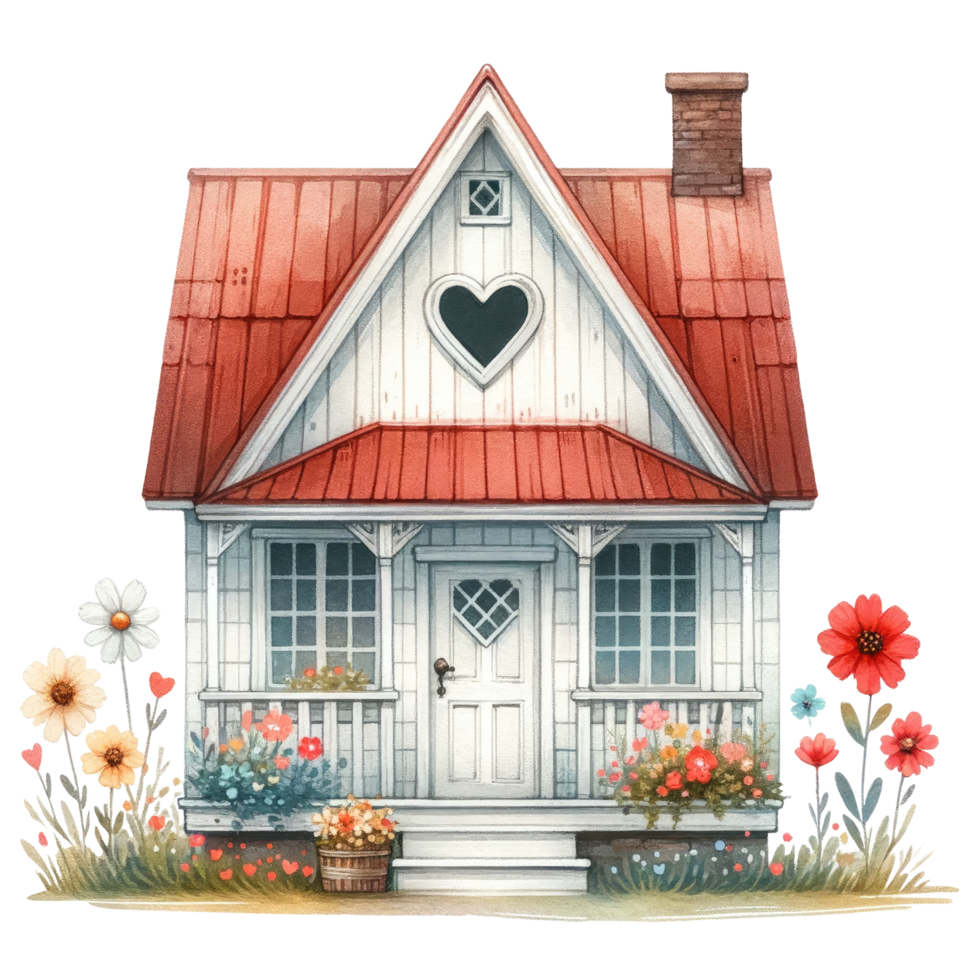 AI generated Quaint Cottage with Heart Illustration 38903863 PNG