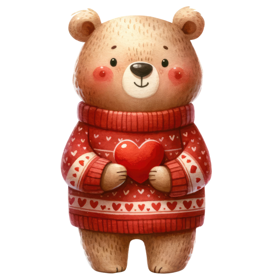 AI generated Cute Teddy Bear with Heart Illustration png