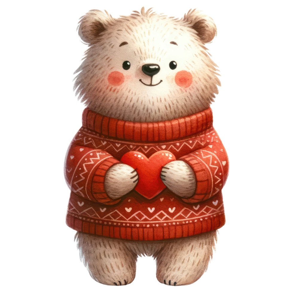 AI generated Cute Teddy Bear with Heart Illustration png