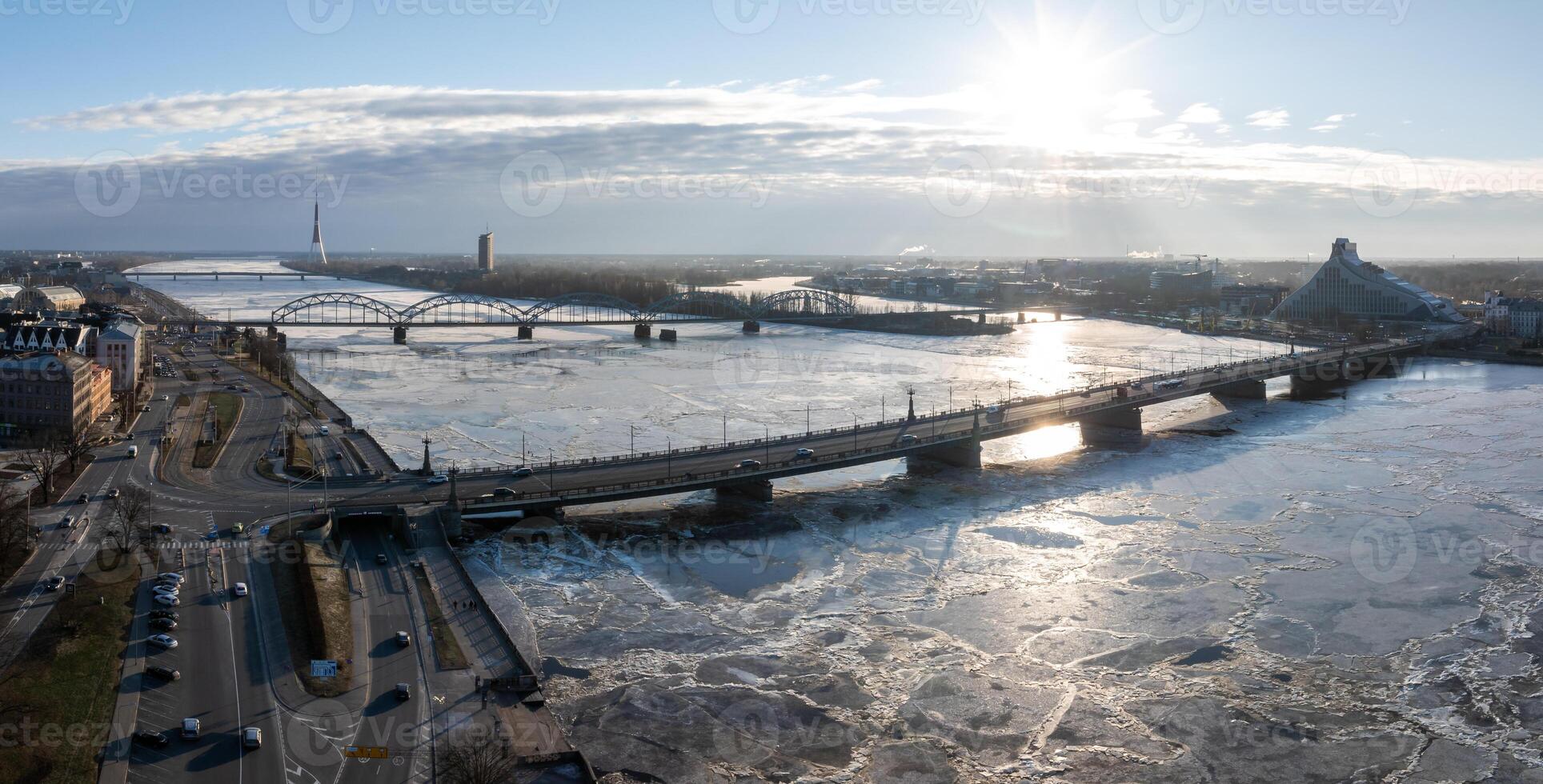 Beautiful aerial Riga view from above. photo