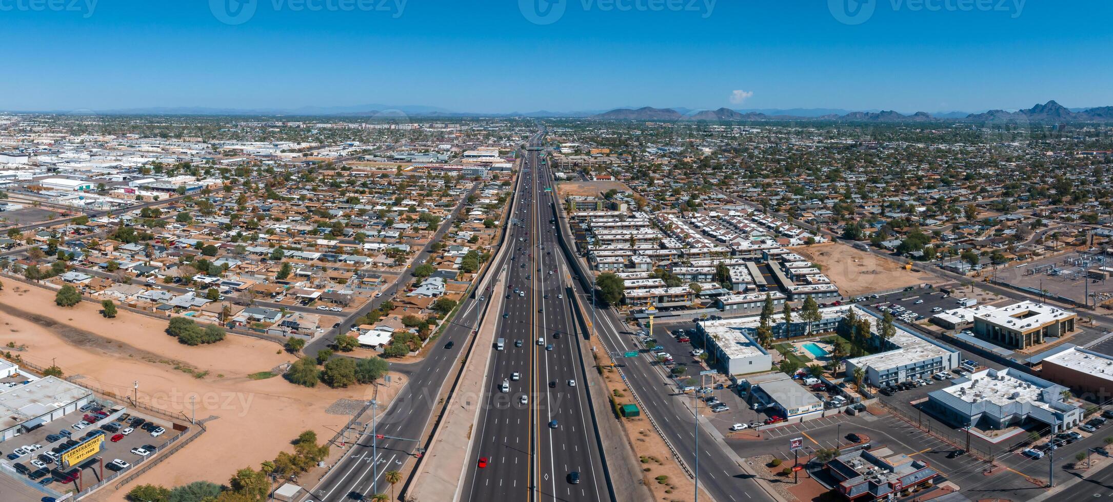 Aerial view of the highway and crossroads intersections in Phoenix, USA. photo