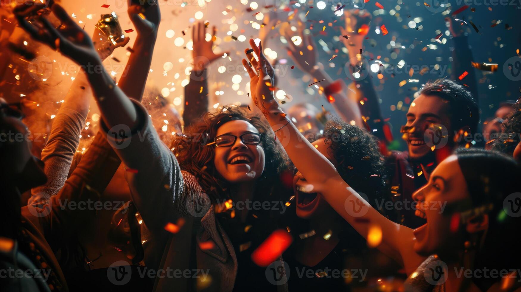 ai generado un grupo de personas celebrar el nuevo año foto