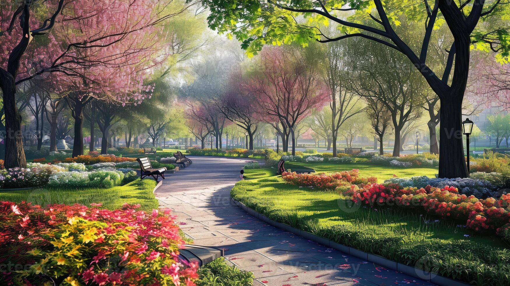 AI generated beautiful city park photo