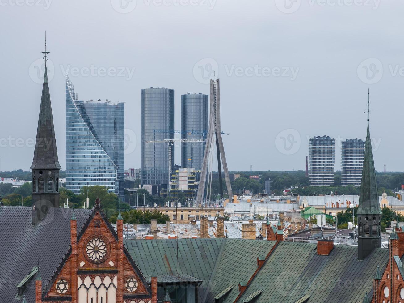 Beautiful aerial Riga view from above. photo