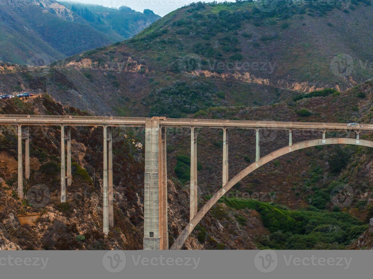 Bixby bridge aerial view in California, USA. Beautiful bridge photo