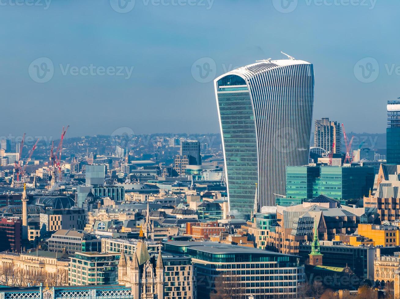 Panoramic view of the city of London business district. photo