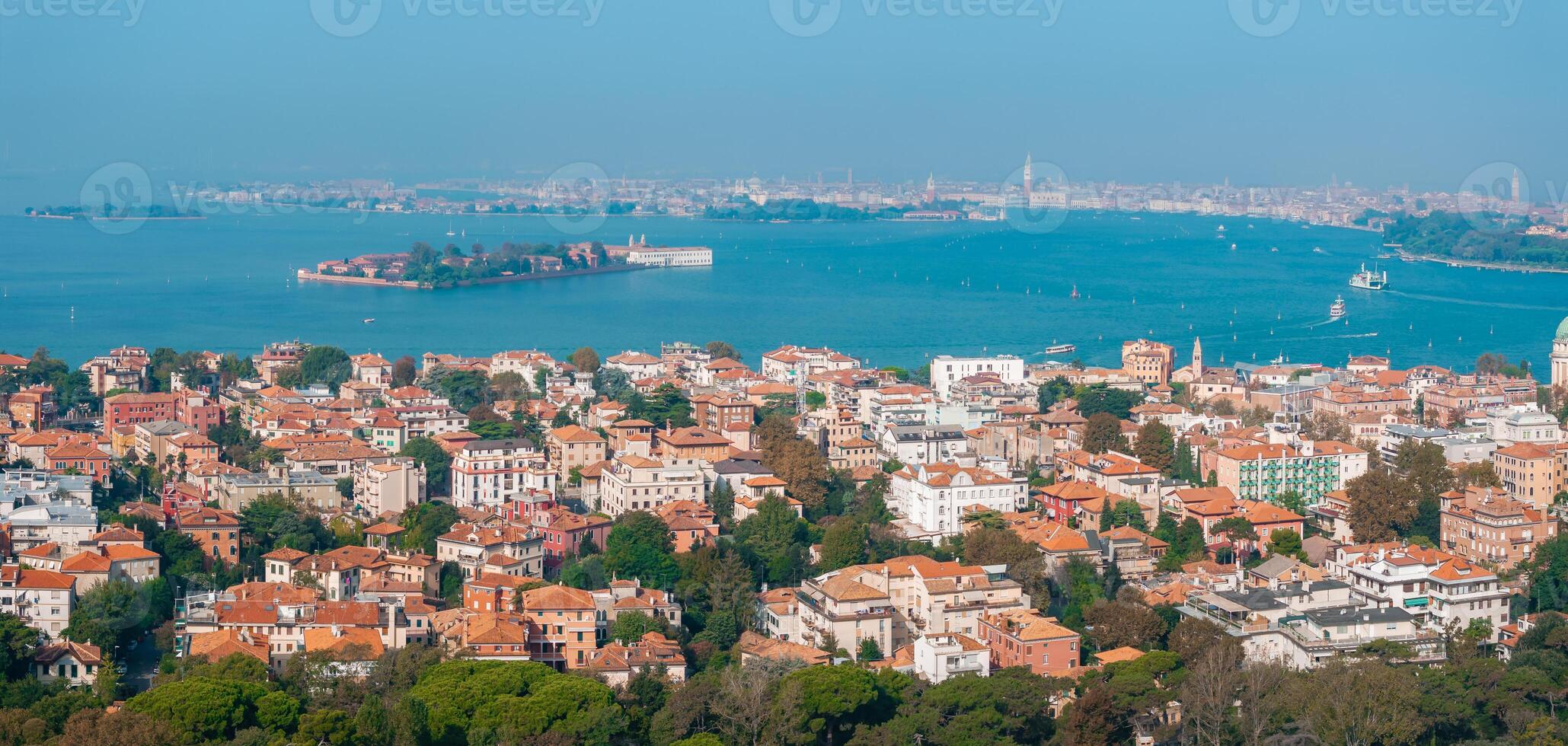 Aerial view of the Lido de Venezia island in Venice, Italy. photo