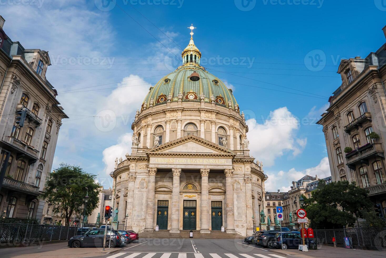 Frederik's Church with Copper Dome on Cloudy Day, Copenhagen Denmark photo