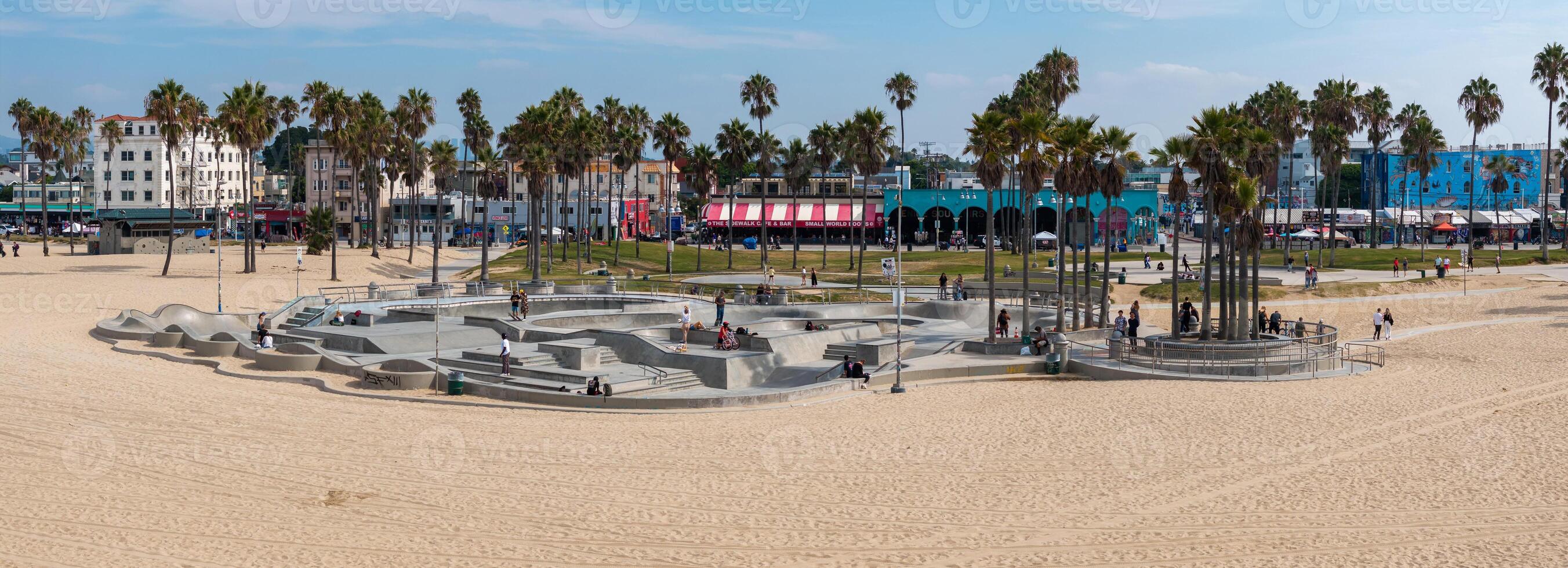 Skate board park in Venice beach at sunset, California, USA photo