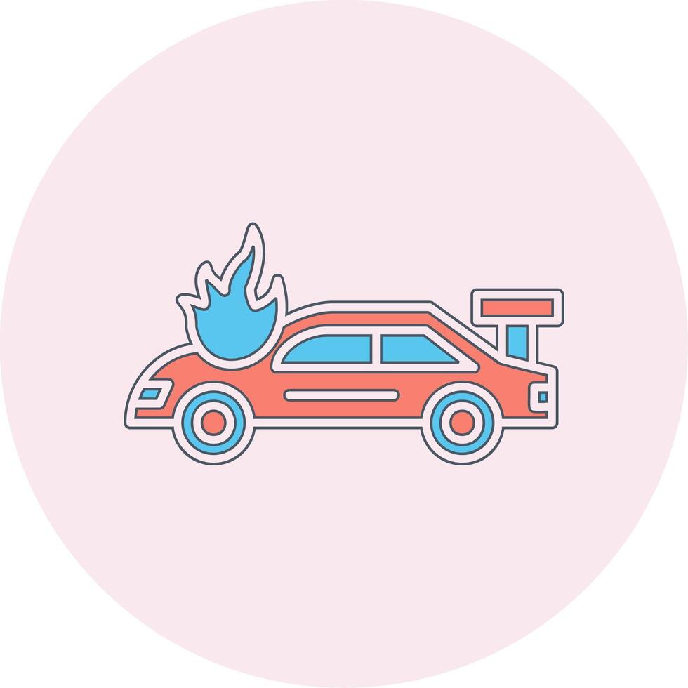 Accident Car In Fire Vector Icon