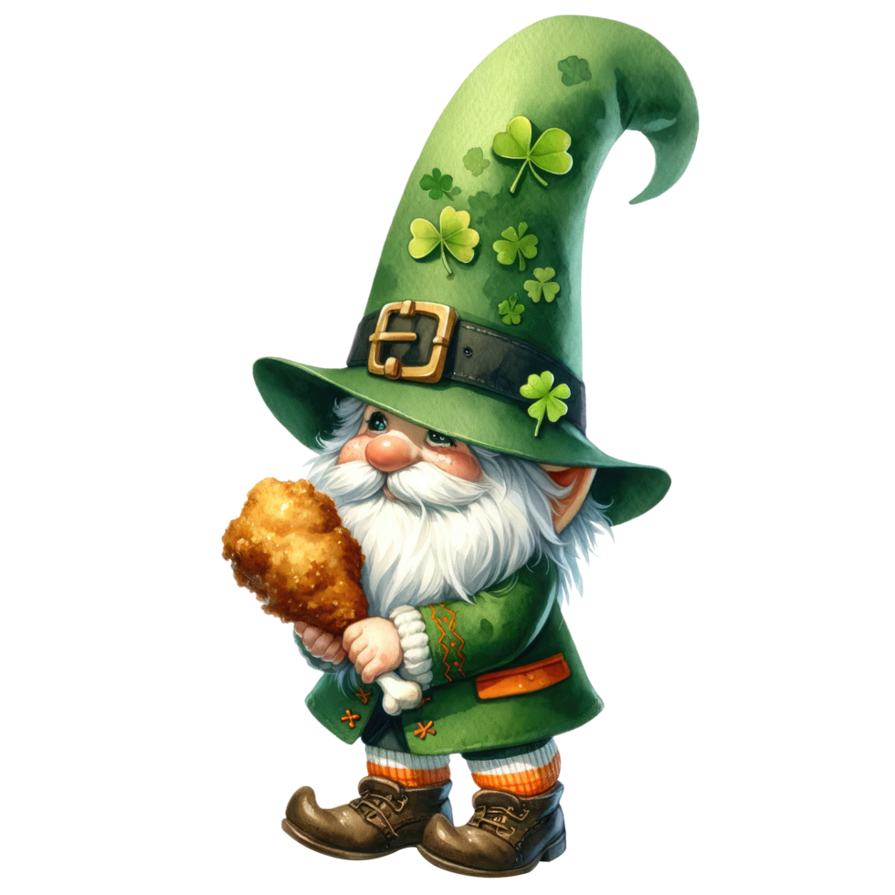 AI generated St. Patrick's Day Themed Gnome Illustration png