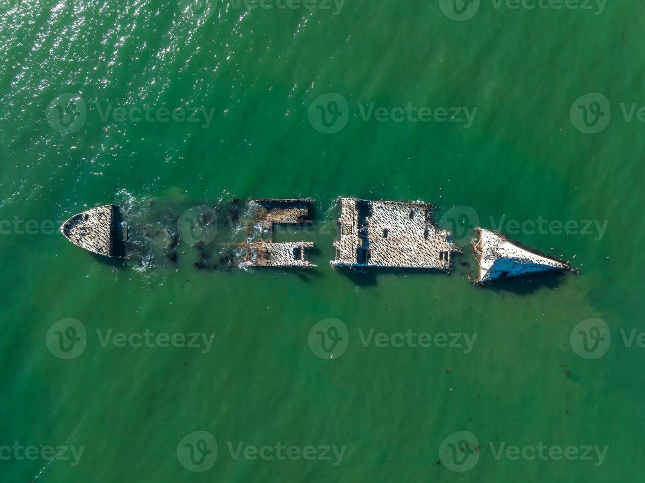 Old tanker ship wreck near the coast of California, USA. photo