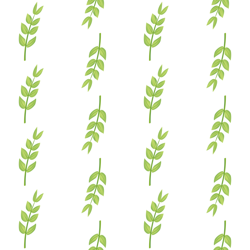 A seamless pattern of tree branches and leaves PNG transparent background in a hand-drawn gradient color spring floral concept, illustration