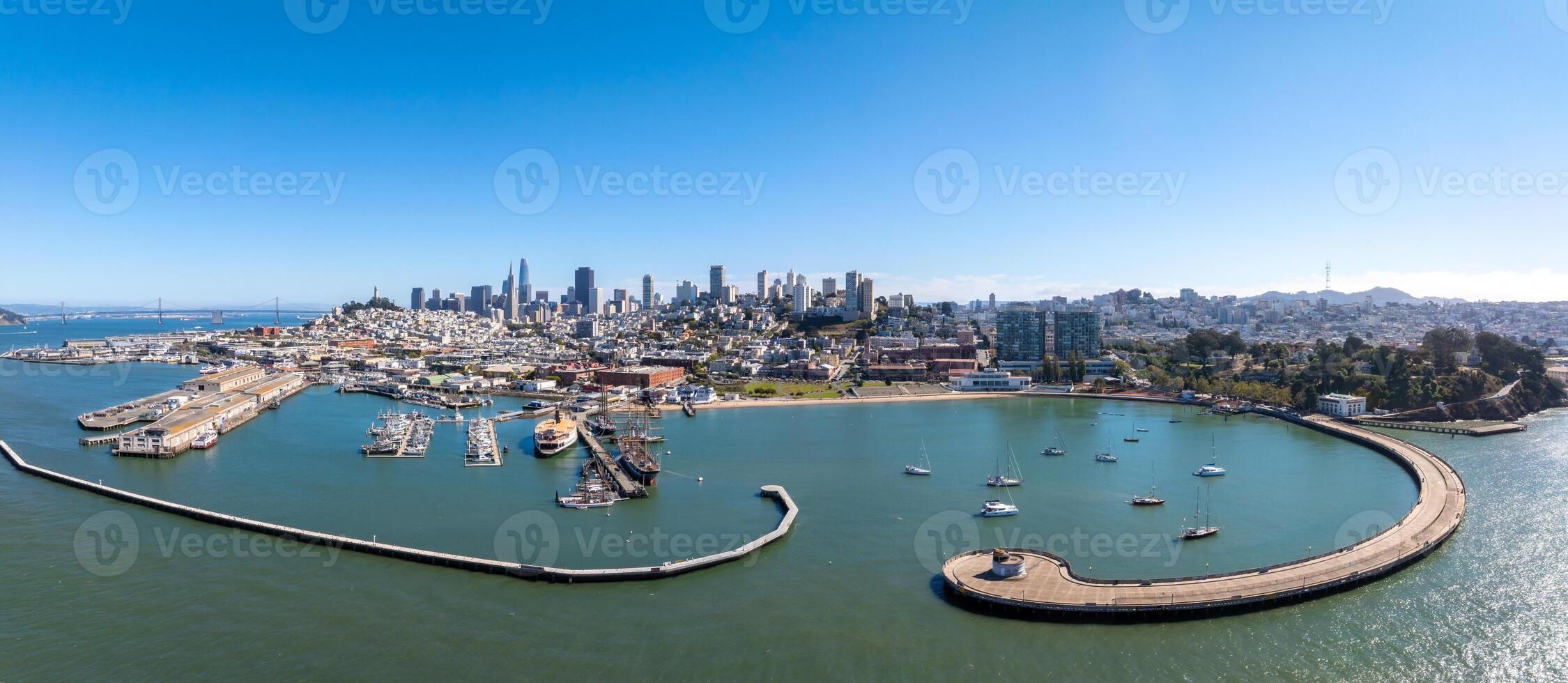 San Francisco Ferry Building, Port of San Francisco, California. Blue Sunny Sky. photo