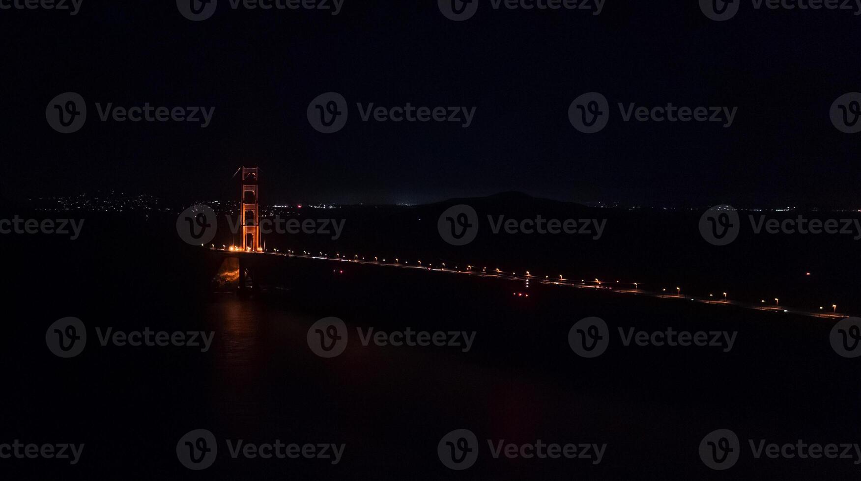 Famous Golden Gate Bridge, San Francisco at night, USA photo