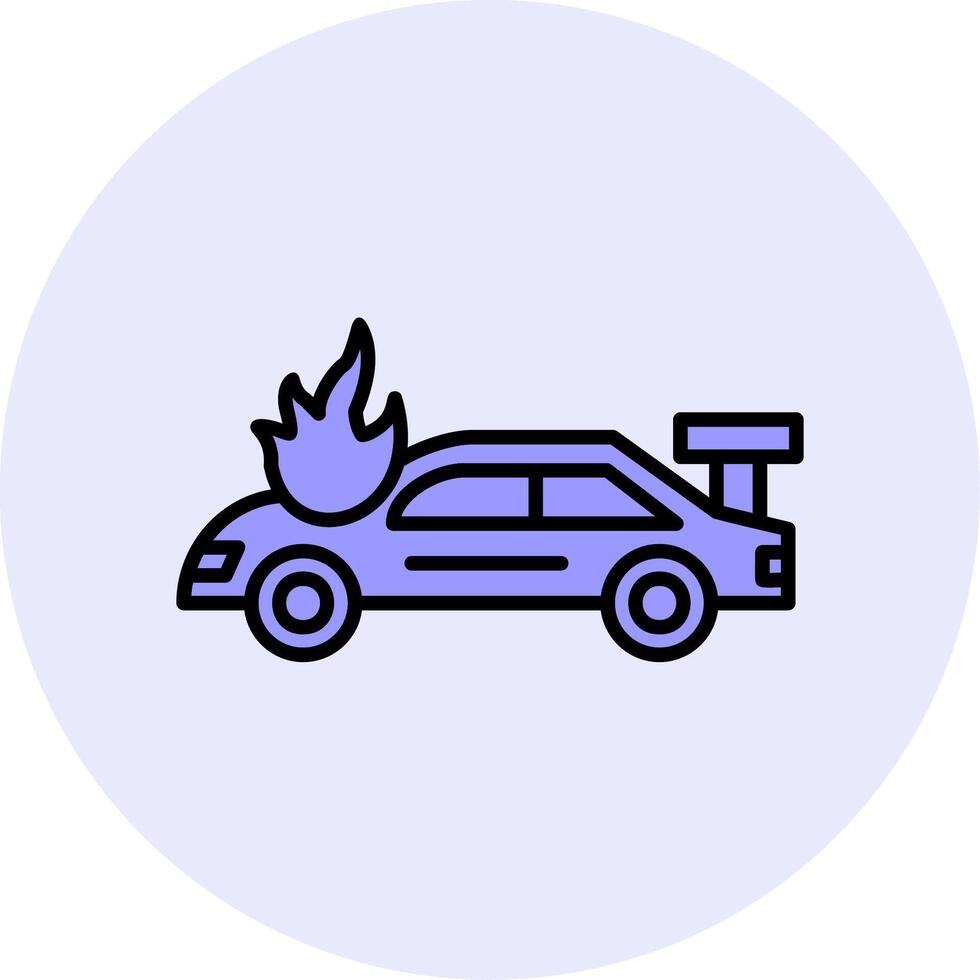 Accident Car In Fire Vector Icon